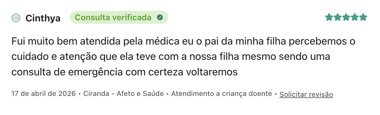 Avaliação verificada de Cinthya para a Dra. Ana Luiza Faleiro